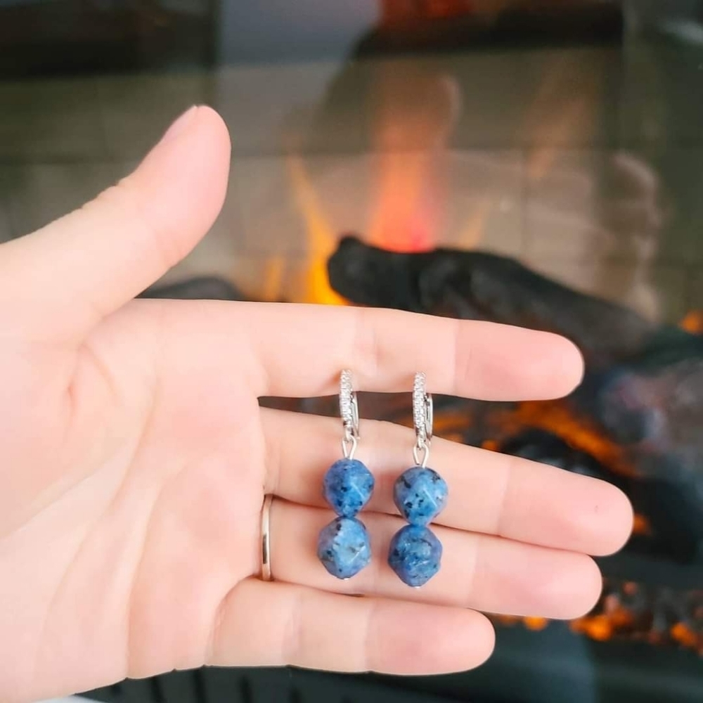 Sodalite Earrings in 925 silver plated metal